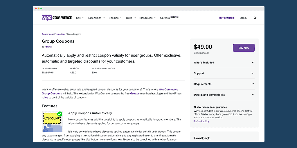 Screenshot of a listing on Woo.com